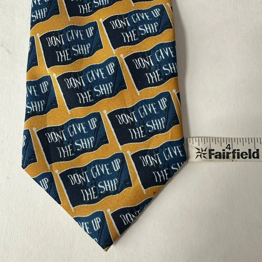 Battle of Lake Erie Dont Give Up The Ship Commemorative Tie Navy Yellow Nautical